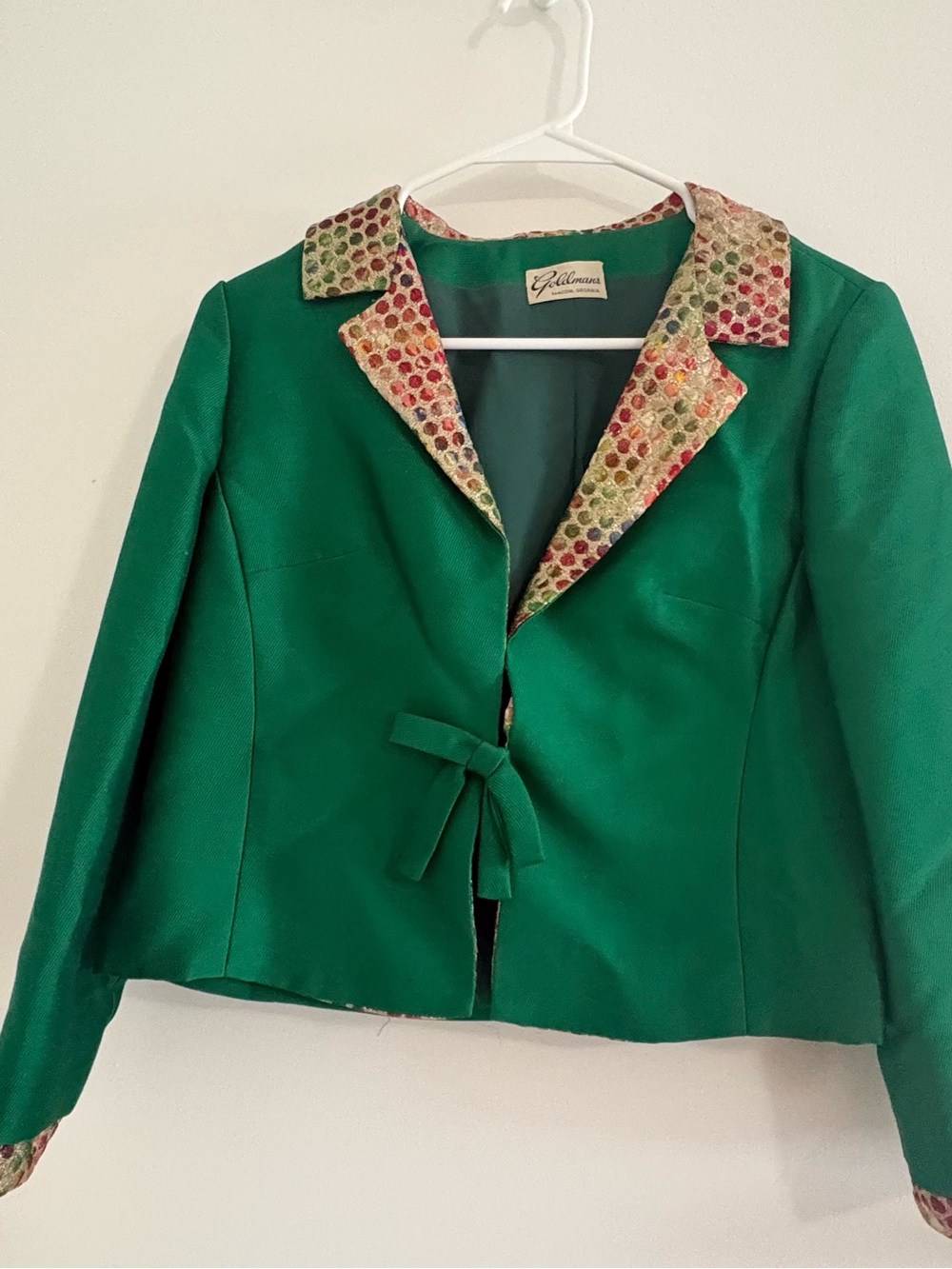 Vintage 1960’s Goldman’s Green Blazer with Multicolor and Metallic Trim Size S-M